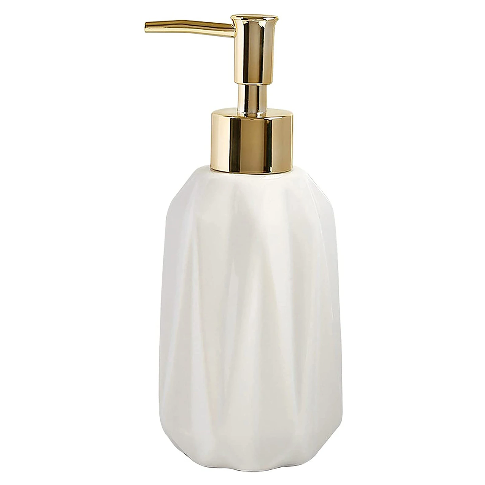 Ceramic Soap Dispenser 10 Oz Hand Soap Dispenser with Pump Refillable Liquid Dish Soap and Lotion for Bathroom (White)