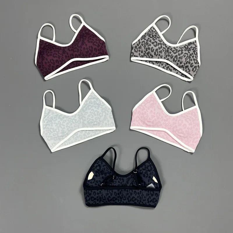 HISTELLO Sports Bra Seamless Scrunch High Support Leopard Print Workout Crop Top Gym Yoga Fitness Running Activewear Sports Bra