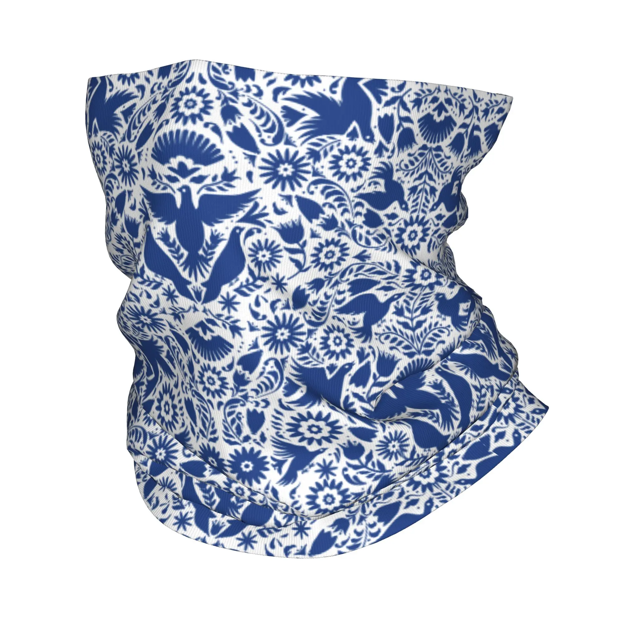 Otomi Birds Mexican Flowers Pattern Bandana Neck Gaiter for Hiking Hunting Women Men Wrap Scarf Headband Warmer Face Scarf Cover
