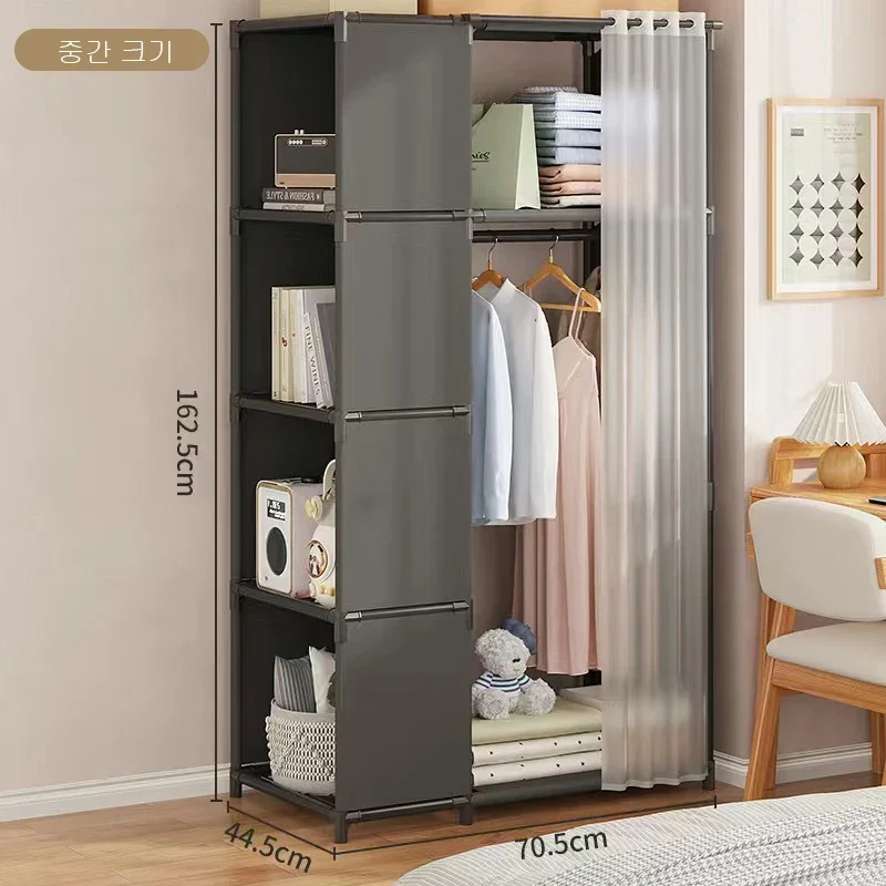 Foldable Double Rod Wardrobe, Bedroom Clothes Closet, Storage Organizer, Living Room, Apartment image 5