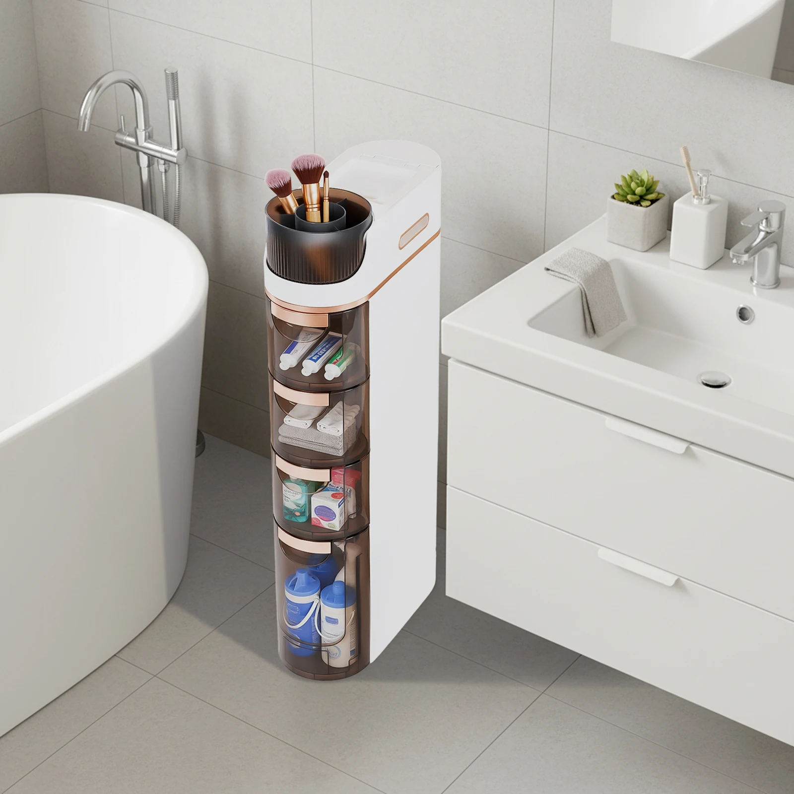 Office Drawer Organizer - Organizzatore Sottile per Bagno, Materiale PP,