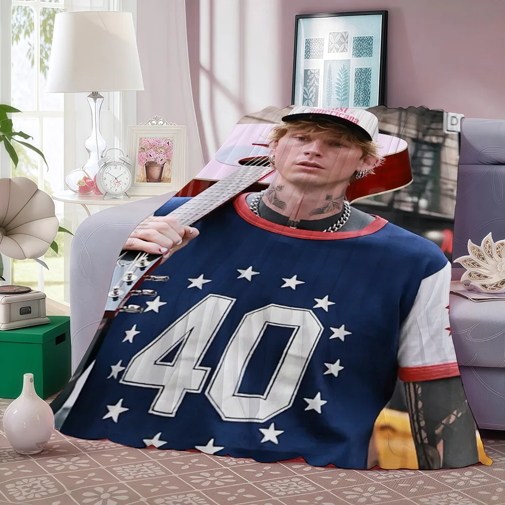 

Singer M-Machine Gun K-Kelly Blanket Perfect Gift For Sofa Office Bed Plane Travel Sleep Read Relax Camping