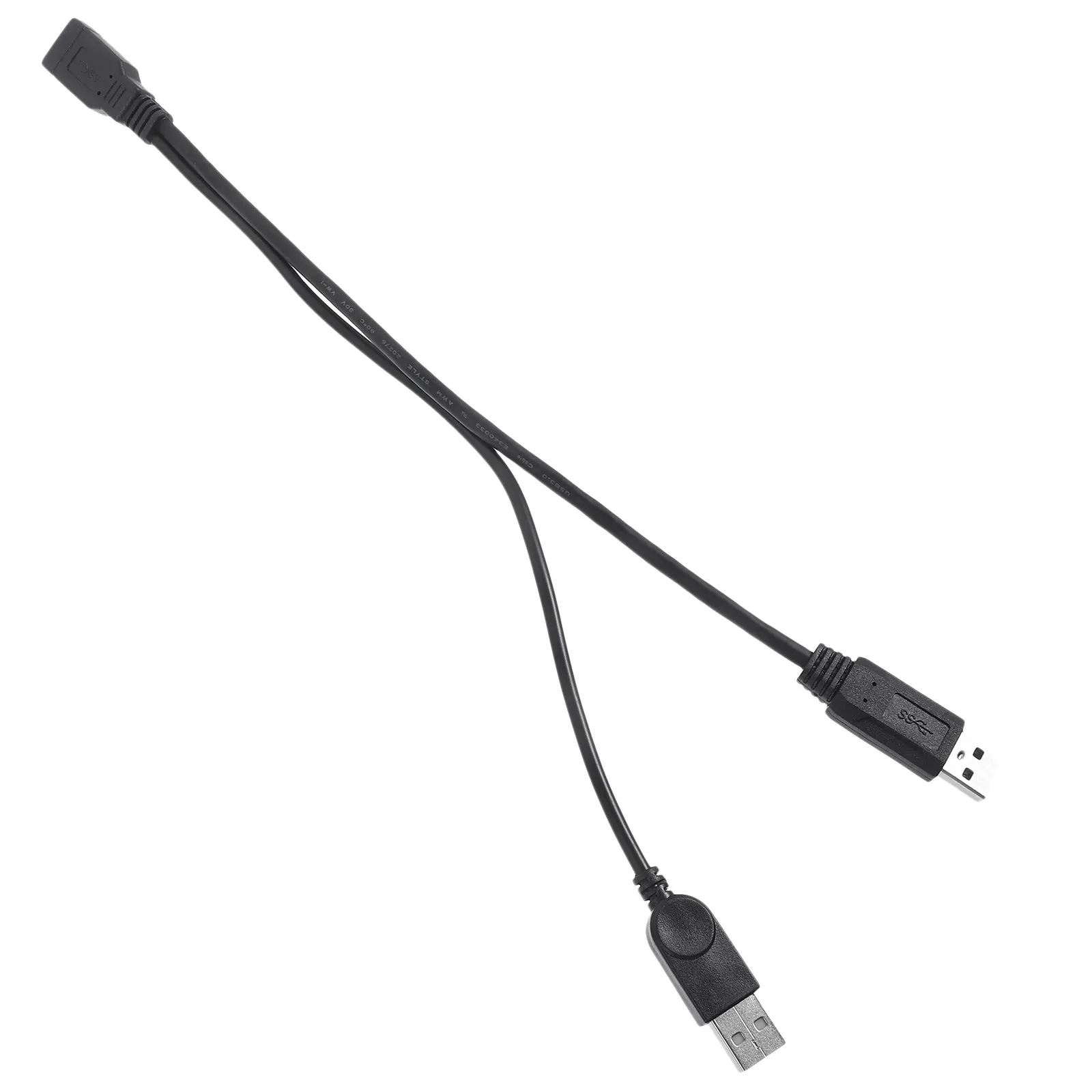 USB Y Cable 2 Male to 1 Female Extension Connector for External Hard Drive Power Splitting Stable Data Transfer Computer