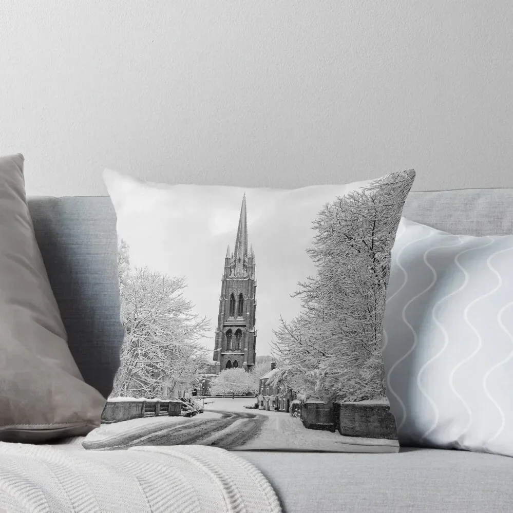 St James' church Louth In The Snow Throw Pillow covers for pillows Pillows Aesthetic pillow cover luxury pillow