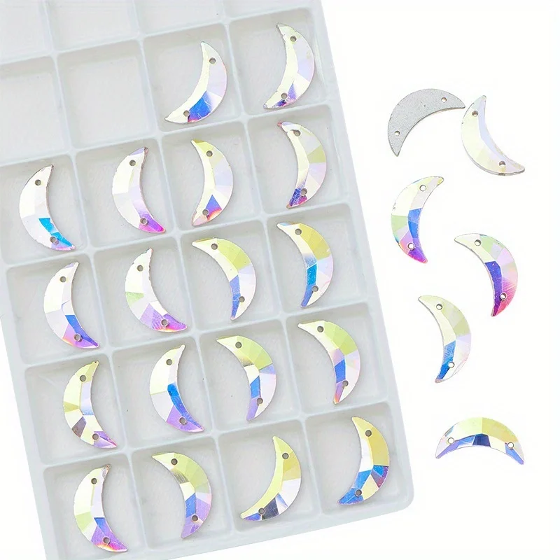 Moon shape Sew on Rhinestones Glitter Glass Crystal AB Sewn Stone Beadsfor  For  Wedding Dress Clothes DIY Decoration