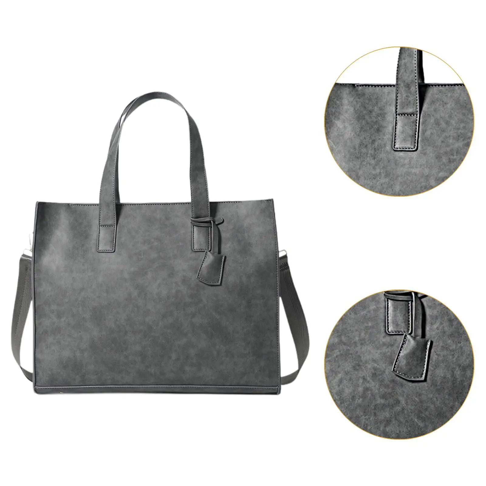 Mens PU Leather Tote Bag Pouch Large Capacity Lightweight Stylish Laptop Bag Briefcase for Party Business Travel Gift Commuting image 5
