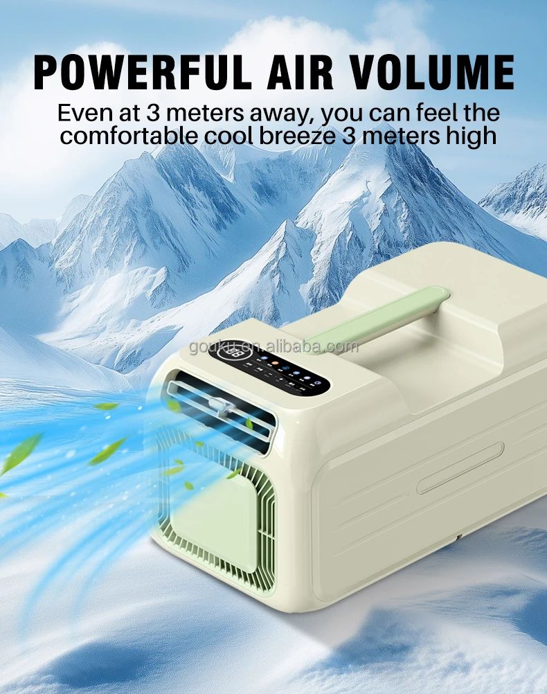 220V แบบพกพาสีขาว Vented เครื่องปรับอากาศแบบพกพา EU มาตรฐาน Air Cooler รถ Camping เครื่องปรับอากาศเงียบ 110V สําหรับ Home