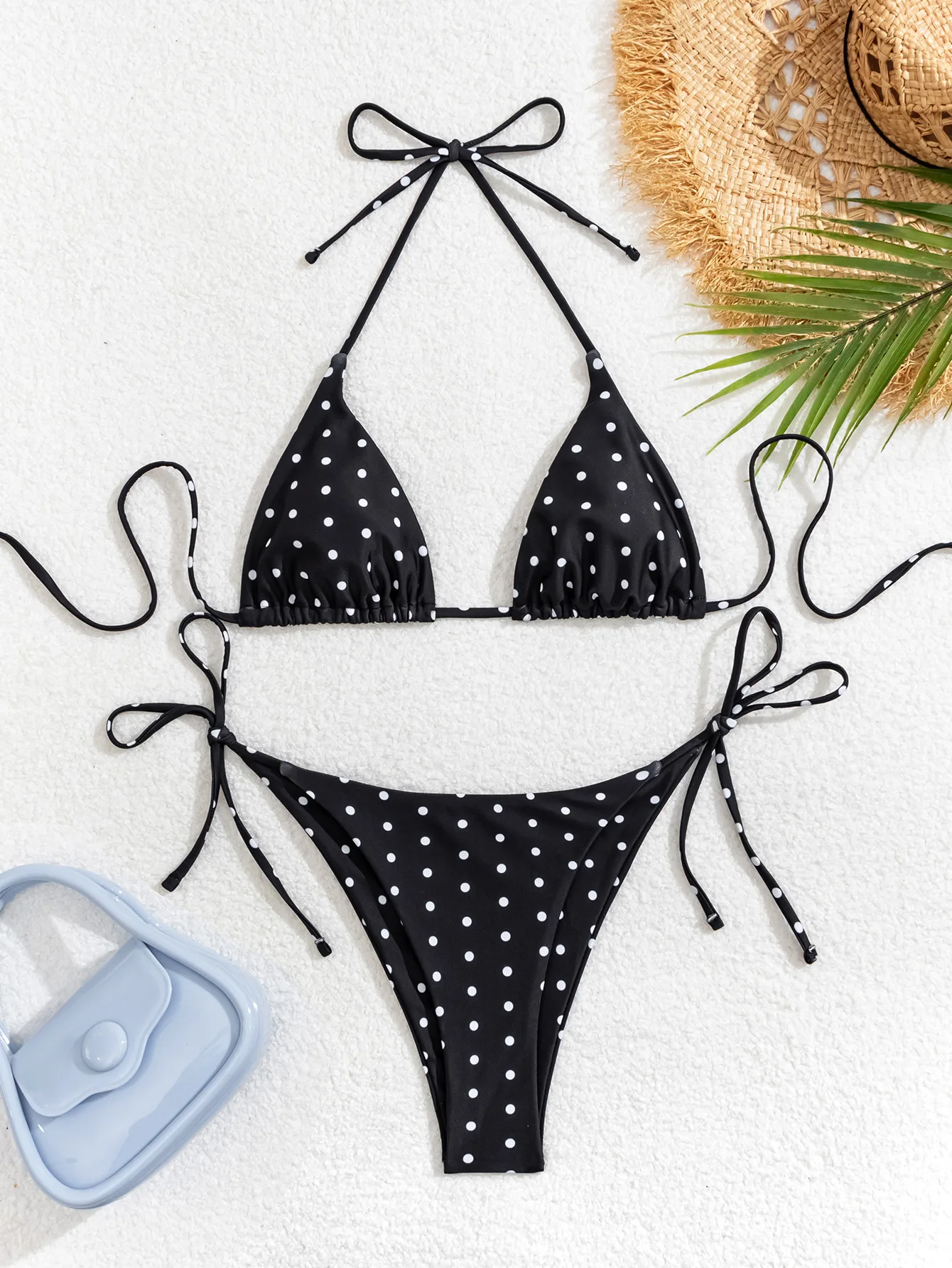 2026 Retro Polka Dot Bikini-Set mit Seitenverschluss für Damen, Sexy Push-Up Neckholder-Bademode, Hochgeschnittener Strand-Badeanzug, Sommer – Detail 9