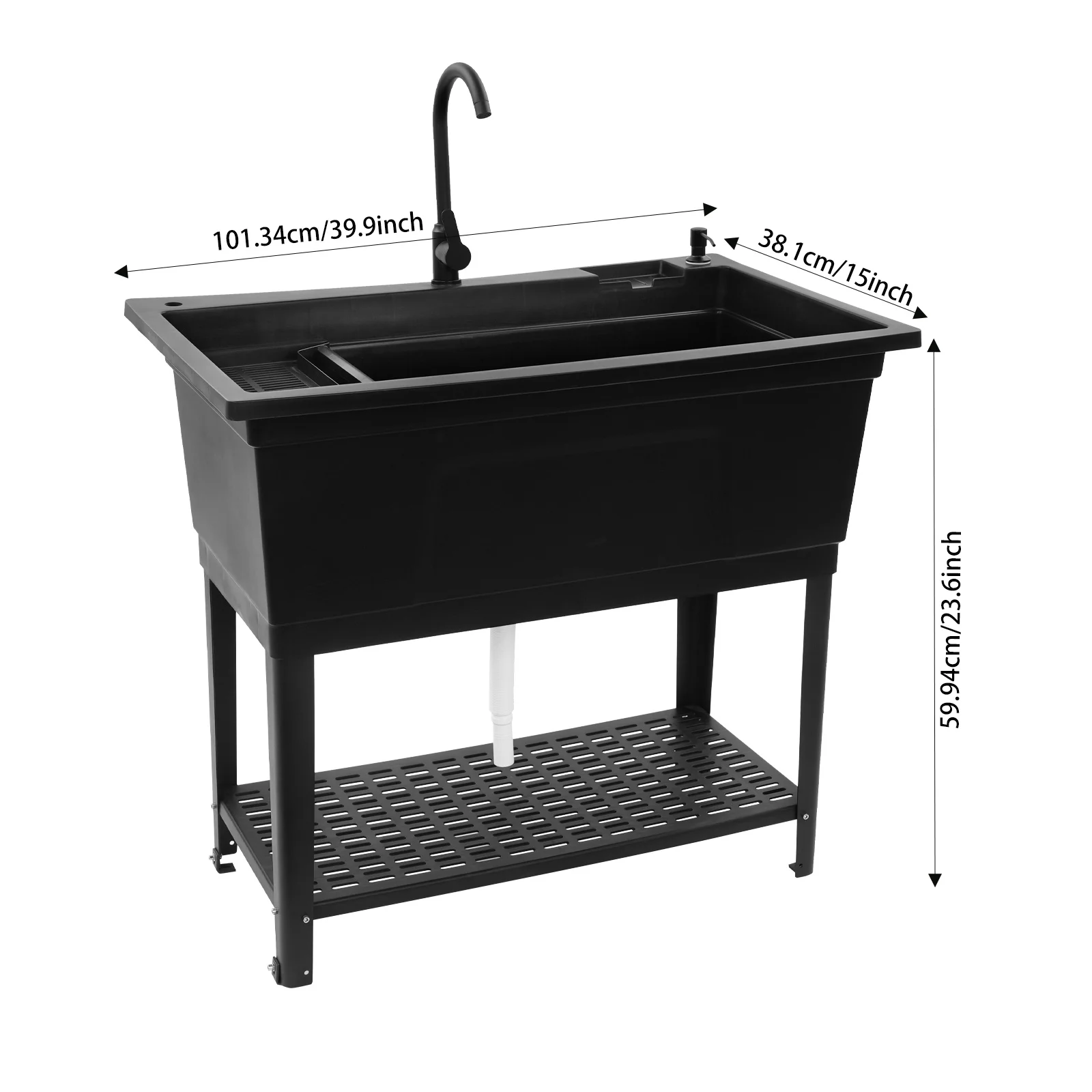

Freestanding Utility Sink Multi-Purpose Kitchen Sink w/Faucet Multi-Purpose Heavy-Duty Laundry Tub and Kitchen Sink for Homes