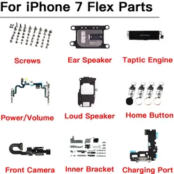 Inner Parts For iPhone 7 Power Volume Charging Dock Front Camera Home Button Key Flex Cable Taptic Engine Loud Speaker