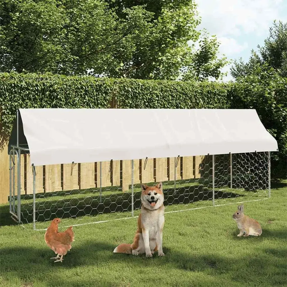 

Outdoor Silver Dog Kennel with 100% Polyethylene, Weather-Resistant Doghouse, Run, and Playpen