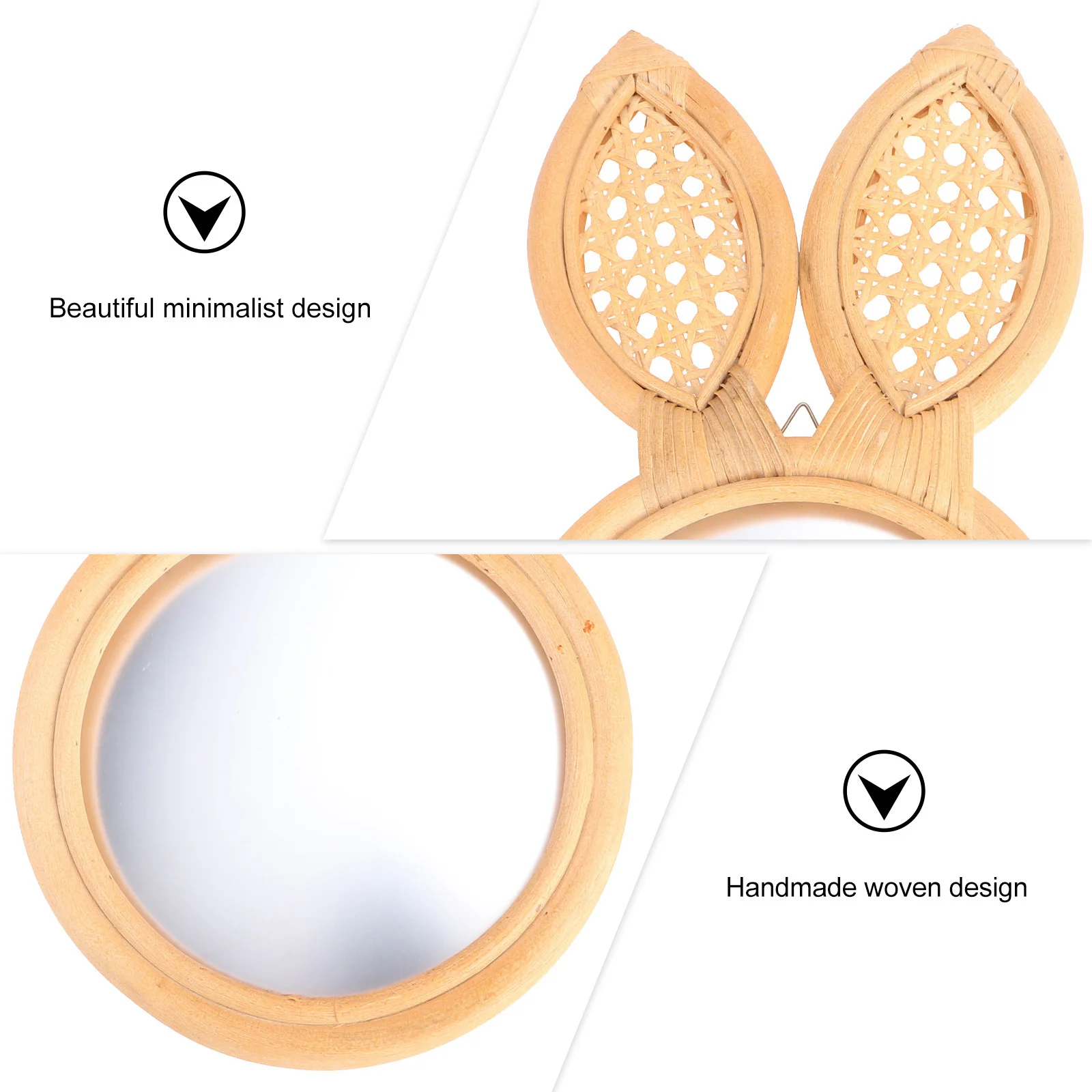 

1Pcs Woven Rattan Makeup Mirror Handmade Decorative Mirror Wall-Mounted Minimalist Design Home Decoration Makeup Wall Art