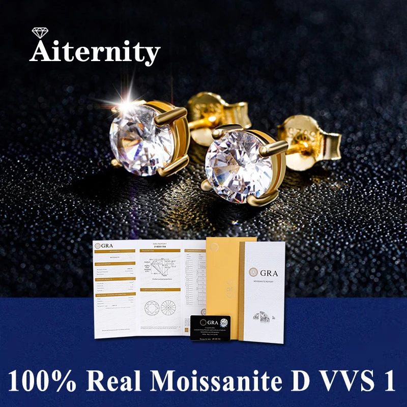 مويسانيتي ترصيع أقراط تمرير الماس اختبار القلم للرجال النساء 18K البلاتين مطلي العروس الزفاف الأحجار الكريمة 925 أقراط فضية