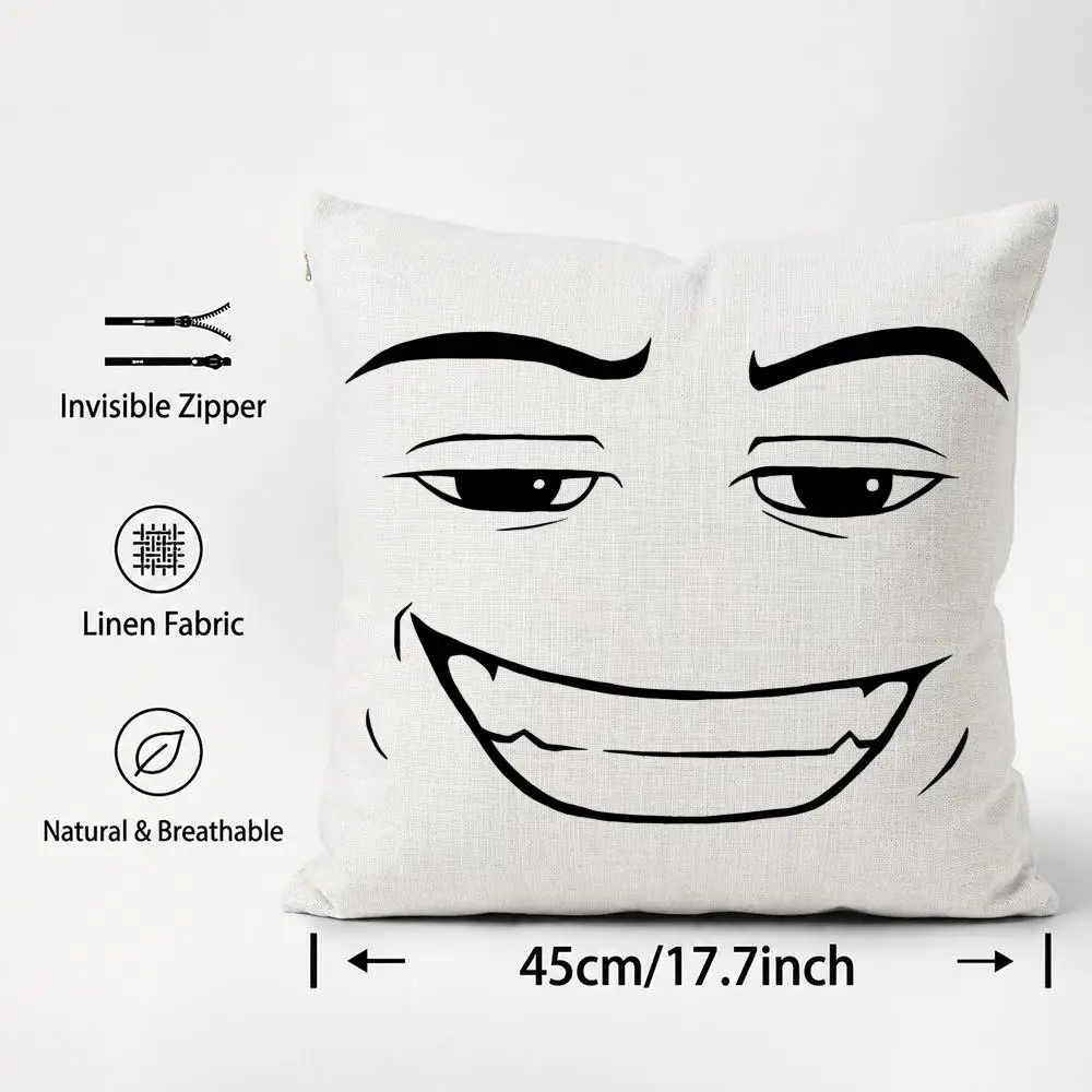 Meme meme face Cushion Cover Cushion Covers Natural Linen Breathable Sofa Bedroom Decor Pillowcase