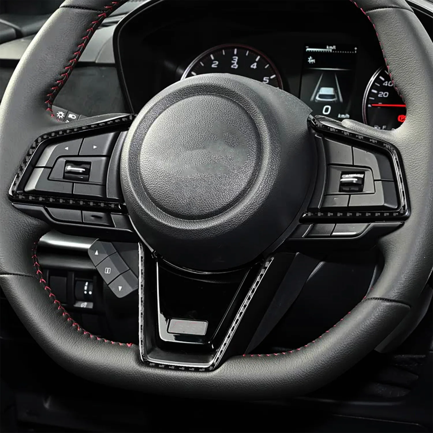 for Subaru WRX STi (VB) 2022-2026 Car Accessories Steering Wheel Cover Trim Stickers ABS Carbon Fiber Grain 3Pcs
