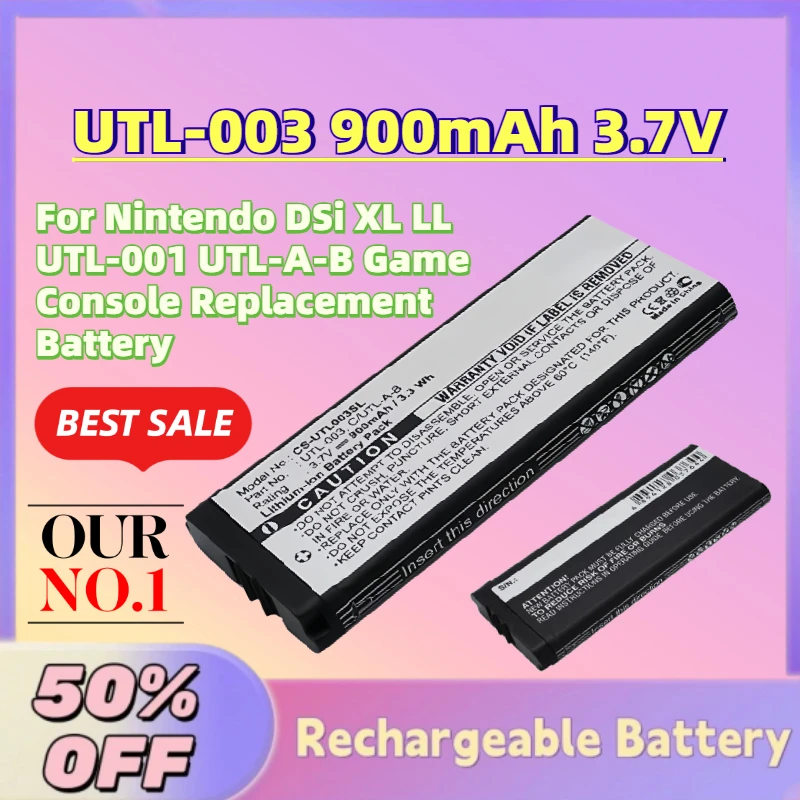

High-Quality New UTL-003 900mAh 3.7V Li-ion Battery for Nintendo DSi XL LL UTL-001 UTL-A-B Game Console Replacement Battery