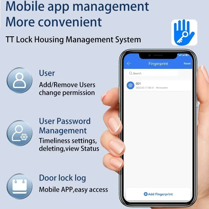 TTlock/Tuya Smart Door Locks Biometric Fingerprint Locker Indoor Wooden Door Keyless Entry Digital Intelligent Lock App Unlock