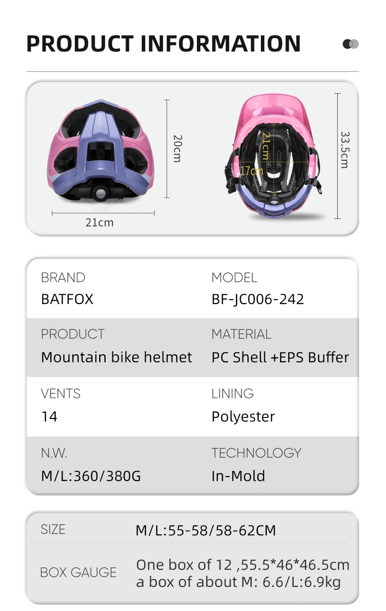 BATFOX Fahrradhelme für Herren und Damen, leichter Rennrad- und Mountainbike-Helm, MTB-Fahrsicherheitshelm, Elektroroller-Fahrradausrüstung – Detail 3