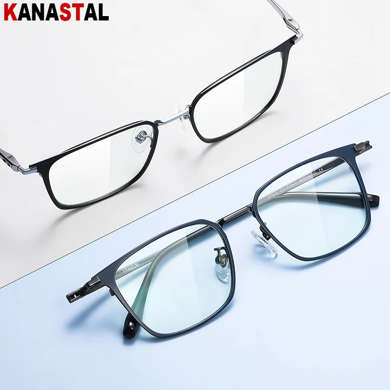 Men Optical Myopia Presbyopic Eyewear Women Blue Light Blocking CR39 Prescription Reading Glasses Pure Titanium Eyeglasses Frame