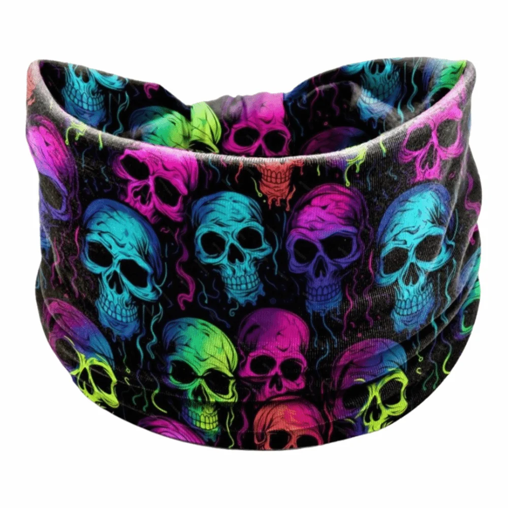 

Skull Print Halloween Headbands Wide Pumpkin Elastic Turban Headwear Extra Large Bohemian Print Yoga Bandana Hair Accessories