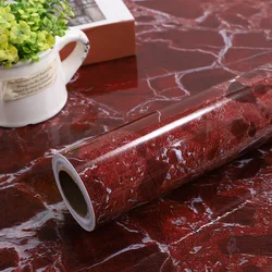 Red Marble Waterproof Vinyl Self Adhesive PVC Wallpaper for Bathroom Kitchen Cupboard Countertops Decorative Contact Paper