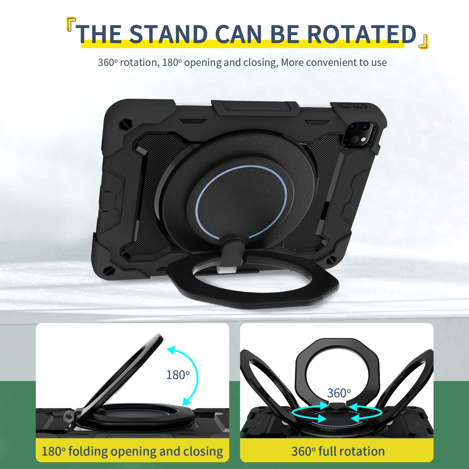 Stand Handle Grip Case For iPad Air 4 5 Pro11 2018-2022 1-2-3-4th 10.2 7-8-9th Gen Air 3 2 Pro 10.5 9.7 2017 2018 Rotating Cover