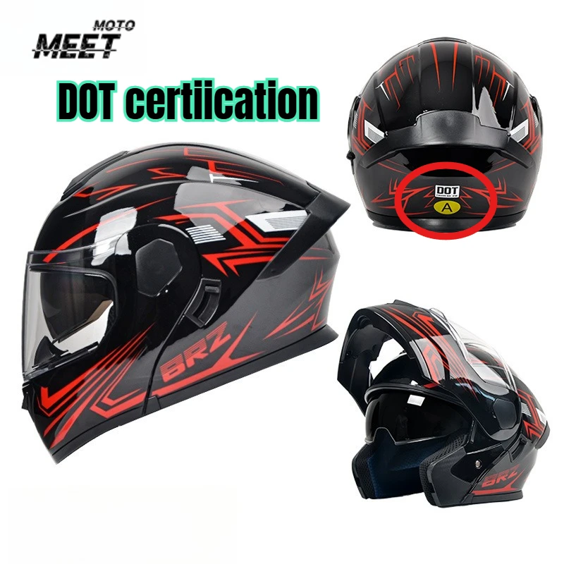

ABS Flip-Up Helmet Open Face Motorcycle Helmet with Dual Visor Crash-Resistant Abs Motocross Riding Motorcycle Helmets
