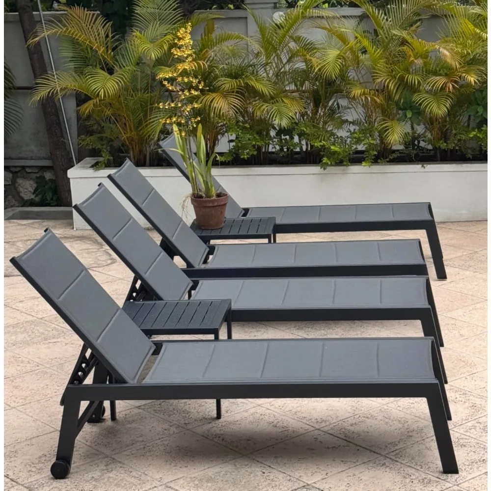 

Outdoor Chaise Lounge Set of 2 Aluminum Patio Lounge Chair with Wheels and Side Table Pool Chaise Lounge Chair for, Customized