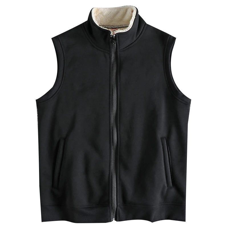 963# Winter New American Retro Sleeveless Stand Collar Thickened Lambs Velvet Vest Men\'s Fashion Simple Warm Casual Waistcoat