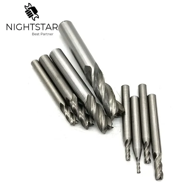 Krachtige 8 stücke HSS Ende Mühle Gerade Schaft 4 Flöte Vhm CNC Fräsen Cutter 2/3/4/5/6/8/10/12mm