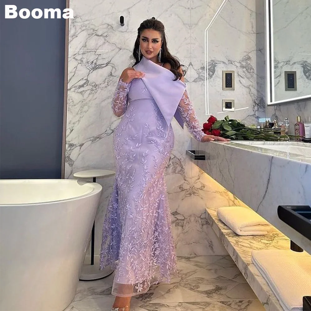 Booma Lavender Luxury Mermaid Evening Dresses Embroidery Beading Sequins Formal Gowns for Women Ankle Length Party Prom Dress