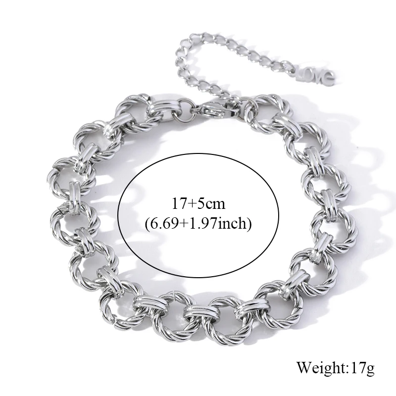EILIECK 316L Edelstahl Metall Goldfarben Rundgliederkette Halskette Armband Set für Damen Mode Punk Wasserdichter Schmuck – Detail 9