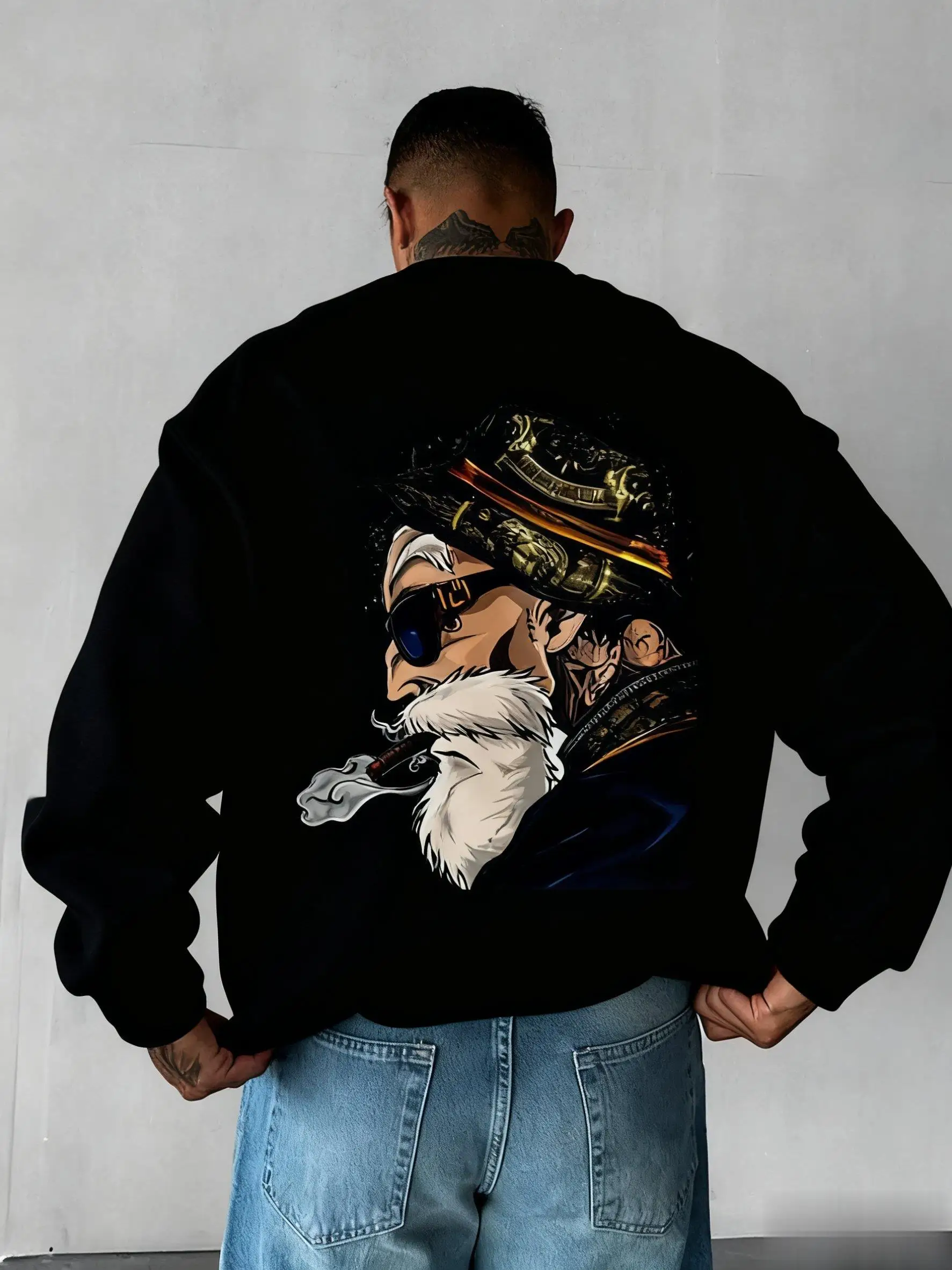 오버사이즈 드래곤볼 스웨트셔츠 남녀 공용 스트리트웨어 캐주얼 라운드넥 후드티 빈티지 애니메이션 프린트 가을 패션 탑스