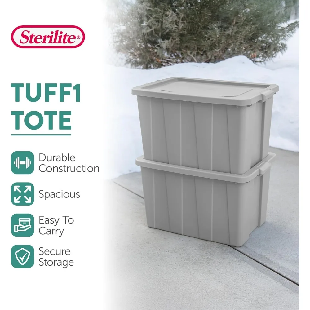4 عبوات من حقائب تخزين Tuff1، صندوق بلاستيكي قابل للتكديس مع غطاء، 30 جالون