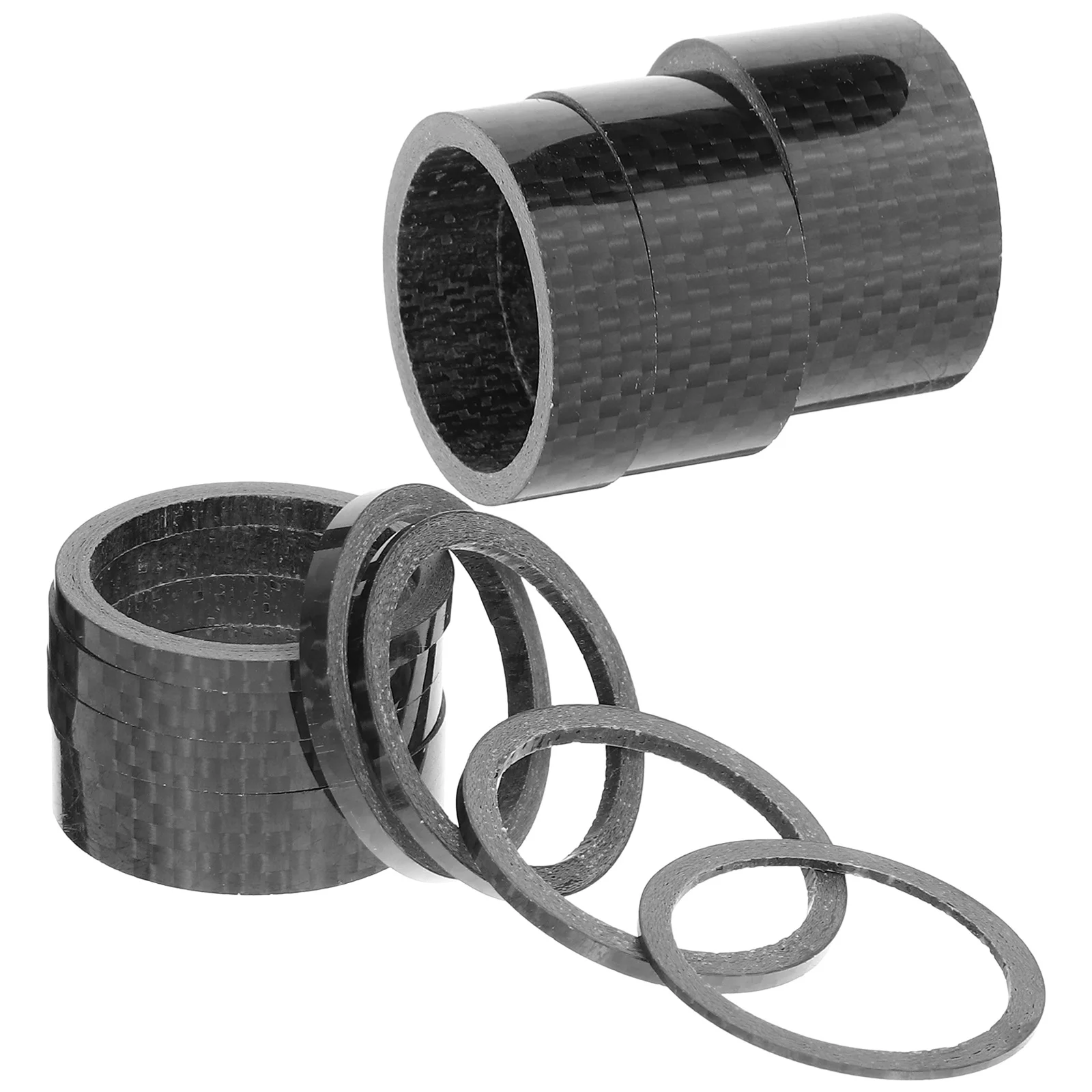 

11Pcs Carbon Fiber Bike Headset Spacers Replaceable Handlebar Height Adjuster Smooth Fit for Various Bicycles Lightweight