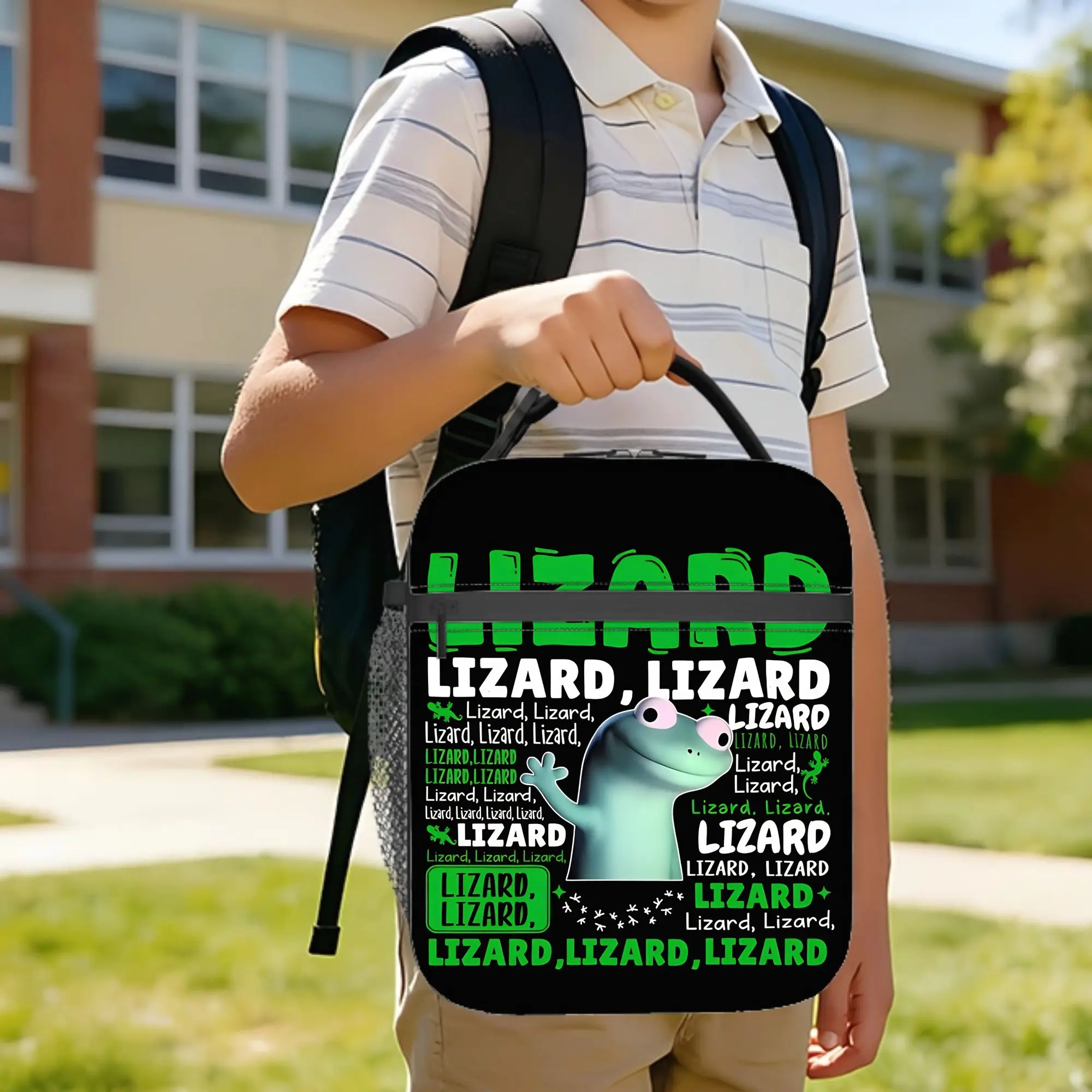 Hoppers Tom Lizard Button Meme Insulated Lunch Bags Cooler Bag Reusable,Meal Container  Portable Tote Lunch Box for Men Women