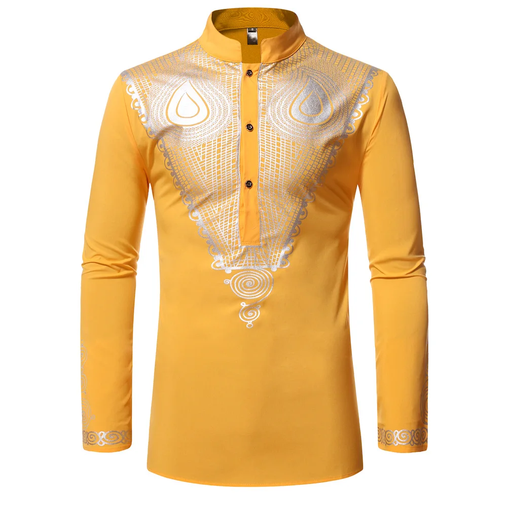 Bata Abaya árabe islámica informal de lujo de Dubái, moda con estampado étnico, cuello levantado, camisa juvenil de longitud media, abrigo, ropa musulmana para hombres