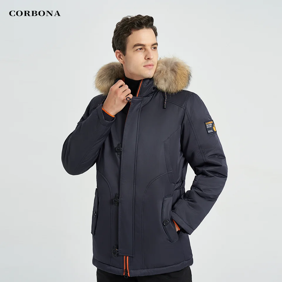 CORBONA-Parka de invierno tipo N3B para hombre, abrigo largo de gran tamaño con capucha de piel Real, chaquetas militares del Ejército, ropa de marca acolchada de lana, 2024