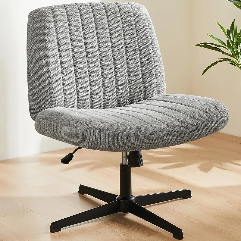 

Sweetcrispy Office Chair Without Wheels Armless Desk Chair Without Wheels Cross Leg Office Chair Wide Swivel Home Office