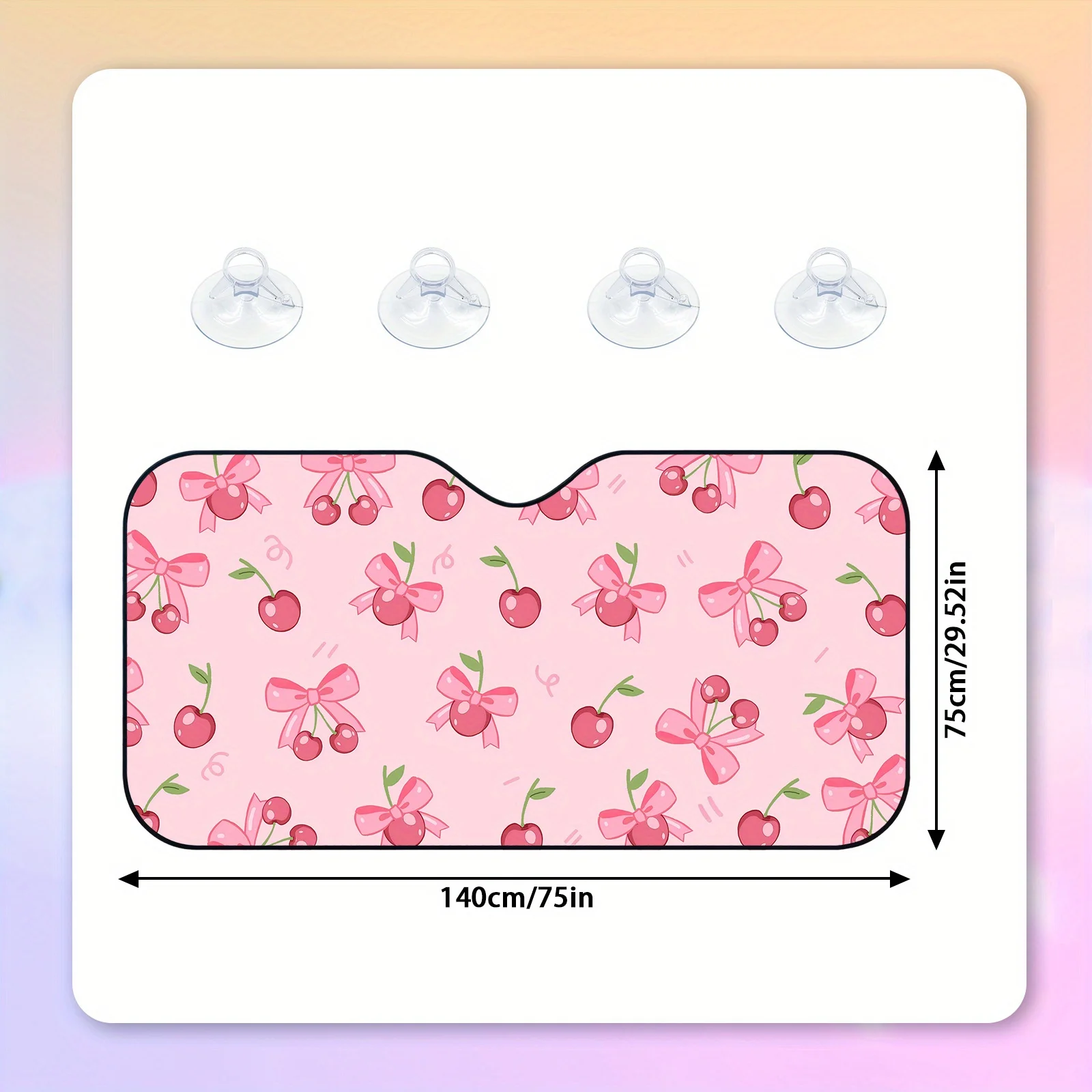 Girls Car Sunshade Featuring A Pink Cherry Design, Foldable and Easy To Set Up, Providing Universal UV Protection
