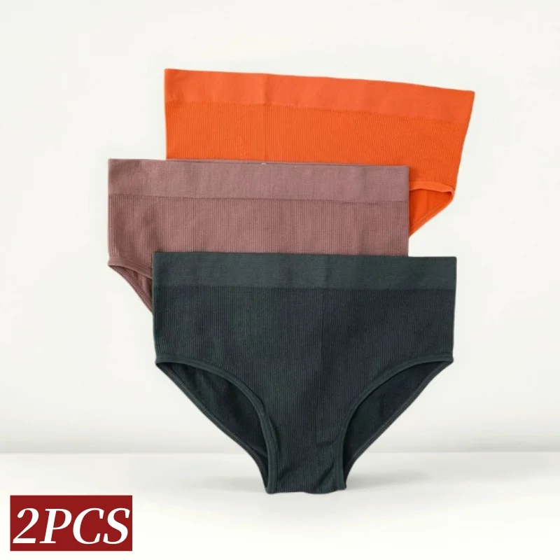 

2PCS Seamless Briefs Panty Women High Waist Panties Female Shaperwear Underwear Lingerie Comfort Tummy Control Underpants Set