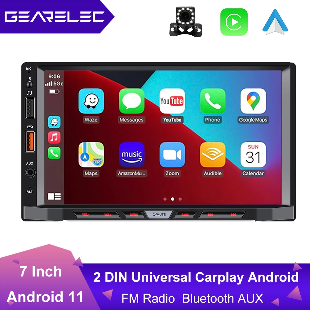 Carplay 2 Din Car Radio Android Auto Car Multimedia Video Player Android 11 Universal 7 Inch 2 din android Auto Stereo Wifi GPS