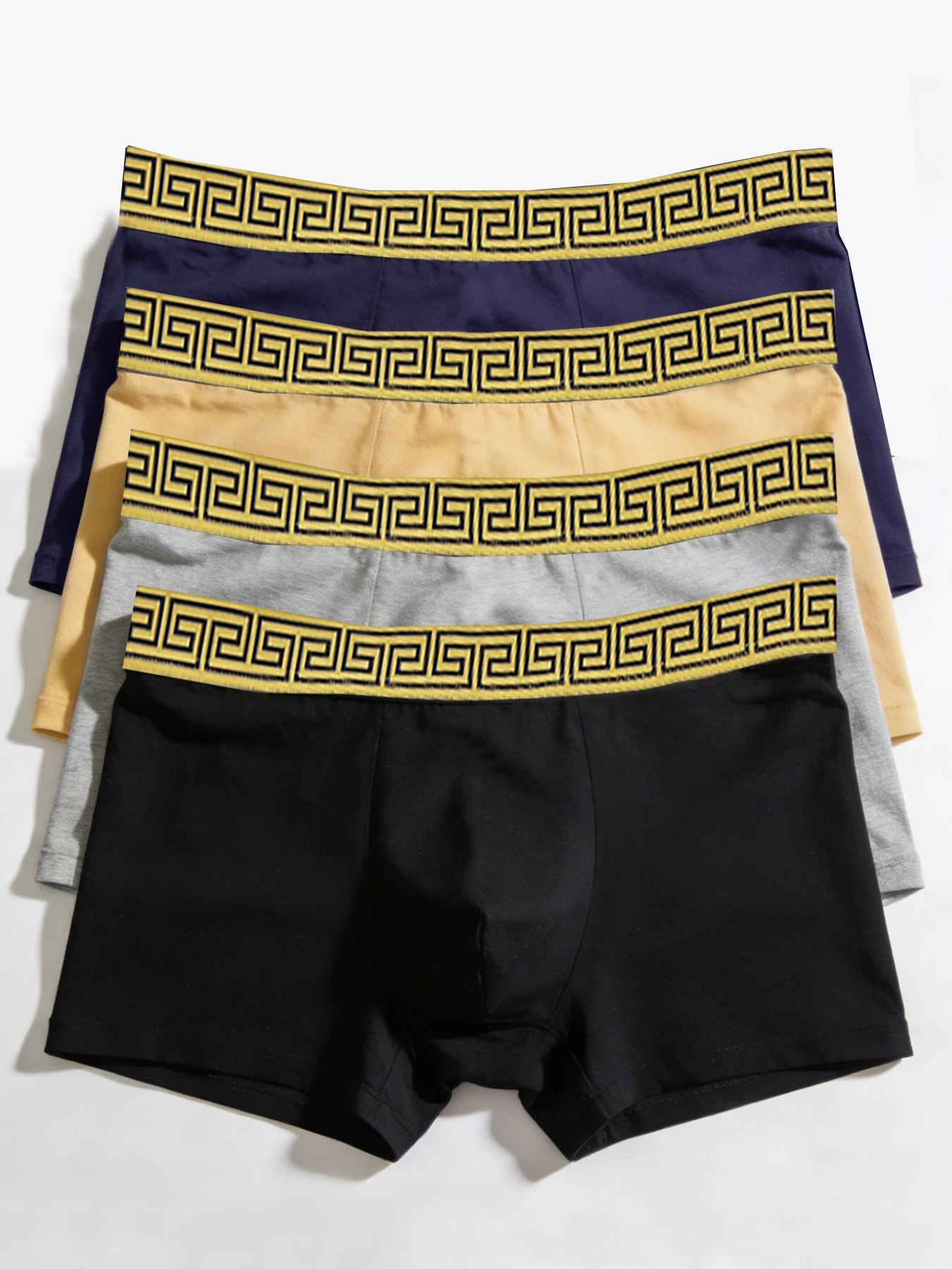 

4pcs men's underwear polyester fabric fashionable belt trendy four-season men's four-corner pants set