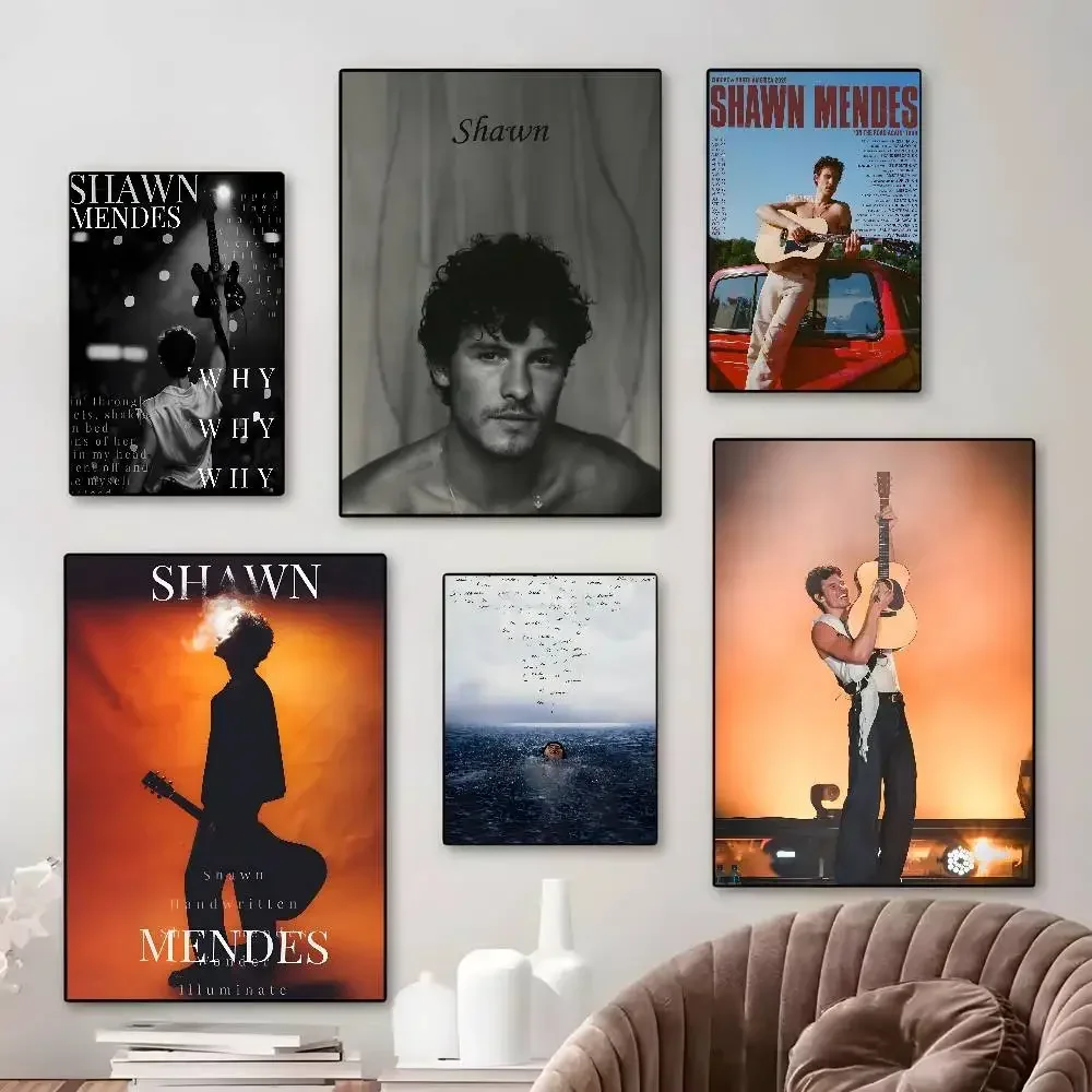 S-Shawn Mendes SINGER Poster art canvas HD aesthetic Printing Paper Wall Art for Living Room Bar fashion Home Decor