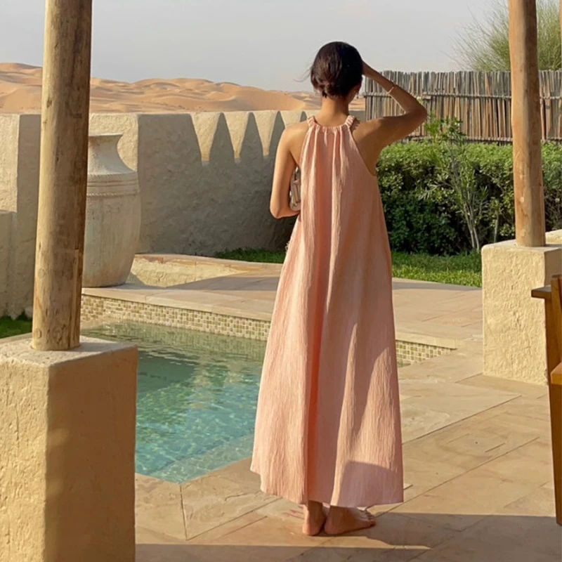 3 ألوان المرأة الصيف حمالة فستان طويل أنيق 2025 قبالة الكتف الرسن طويل ميدي فساتين عطلة الملابس النسائية (ww1550 #6
