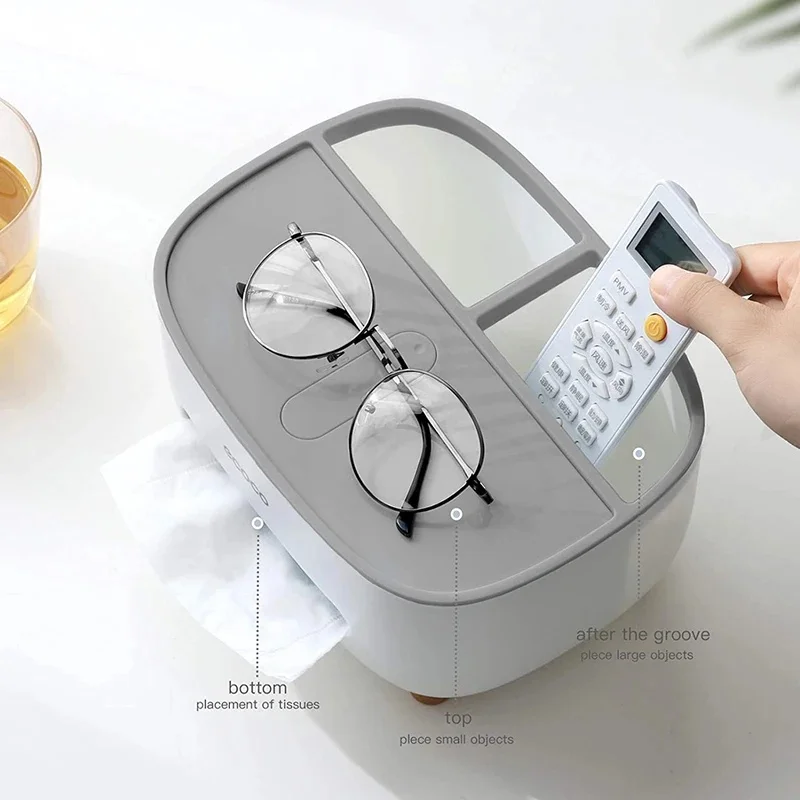 Multifunctional Tissue Box, Remote Control Sundries Storage Organizer for Living Room Bathroom Bedroom