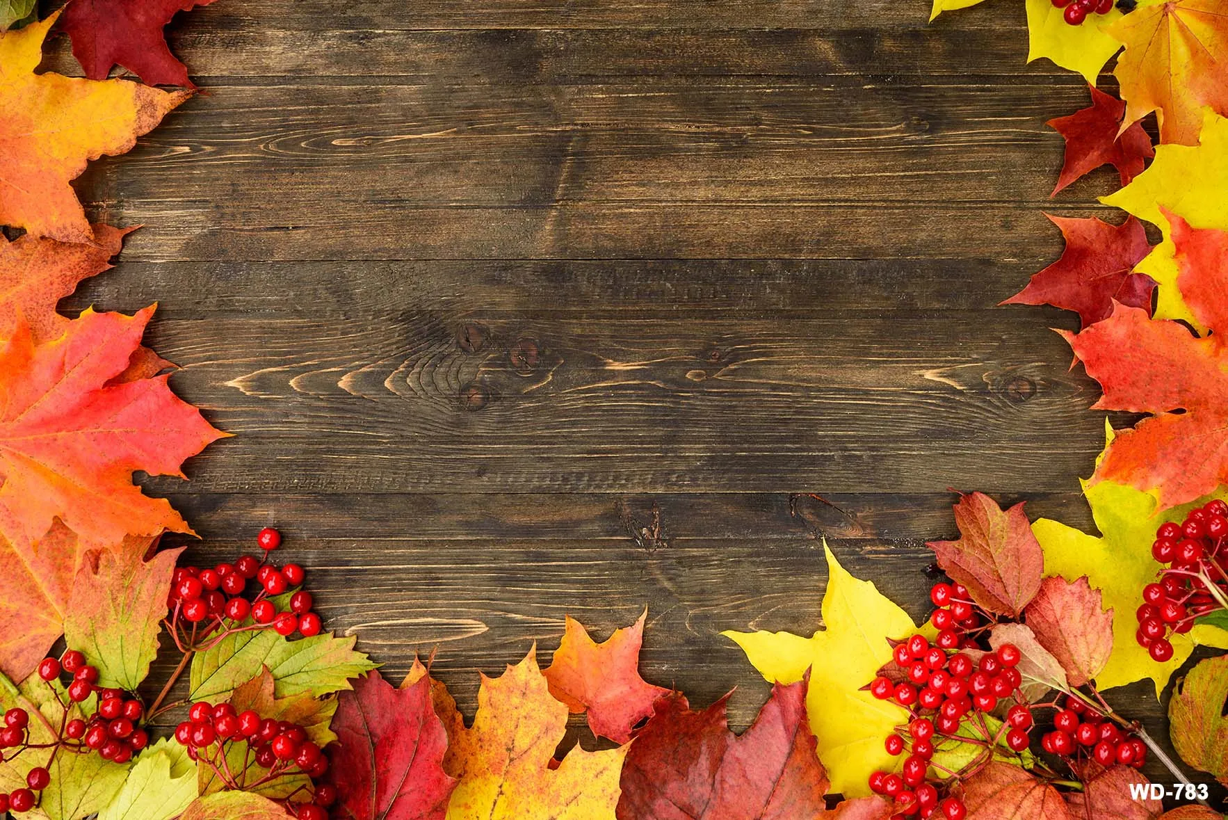 Autumn Fallen Leaves Backdrop Wooden Planks Floor Boards Photography Backgrounds Maples Children Portrait Newborn Banner Props