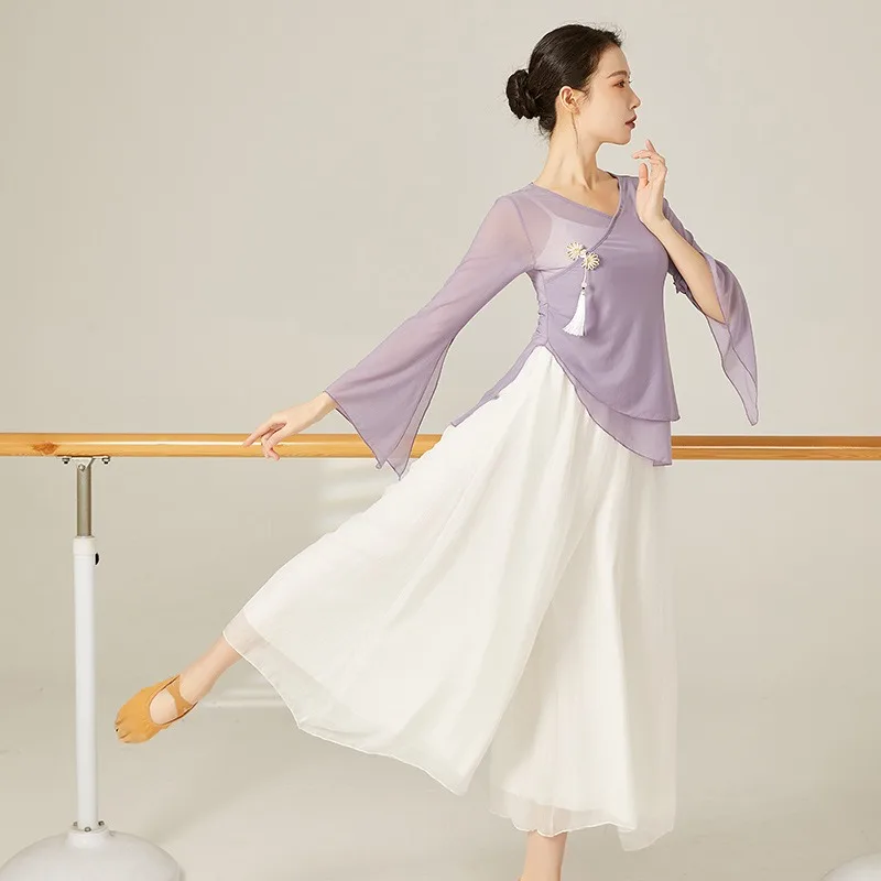 Classical Dance Gauze Dress Body Rhyme New Costume Woman Flowing Chinese Wind Fairy Base Training Dress Dance Blouse Woman