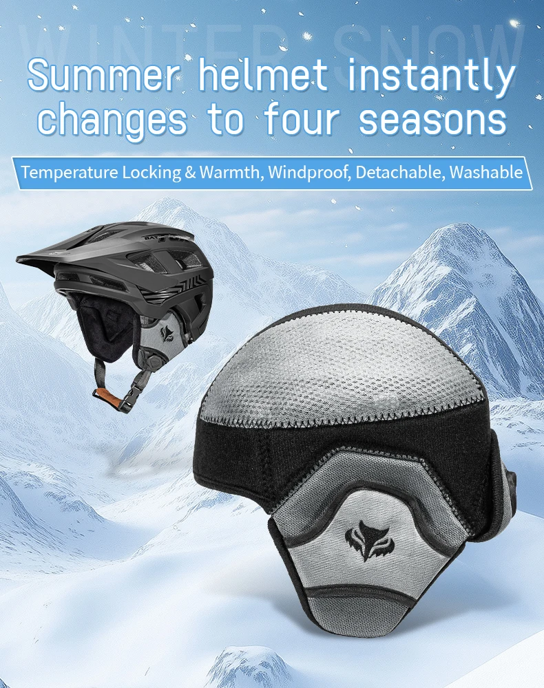 BATFOX Mountainbike-Helm mit austauschbarem, warmem Ohrenschutzfutter, Winter-Elektroroller-Sicherheitsausrüstung, MTB-Fahrradhelme – Detail 1