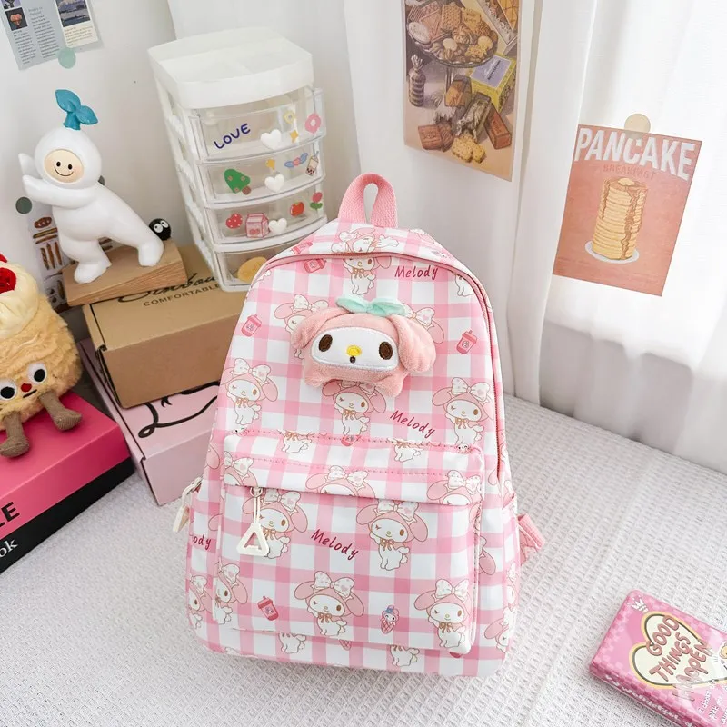 Sanrio Tas Sekolah Anak-anak Baru Hello Kitty Kuromi Cinnamoroll Kartun Tas Sekolah Siswa Ransel TK Pengurang Beban